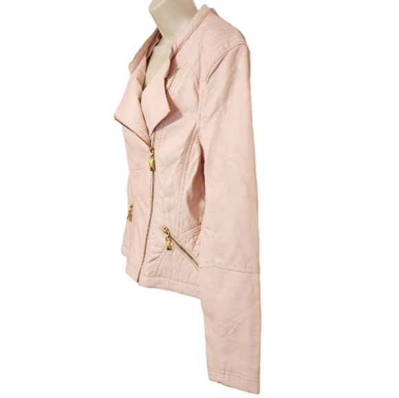 Wet Seal Faux Leather Y2K Moto Jacket Pink X Large - Picture 4 of 13